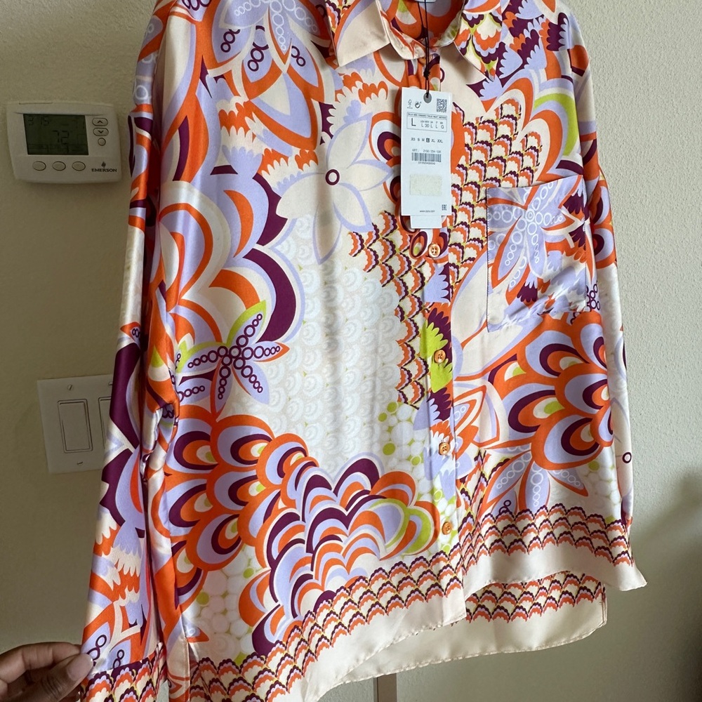 NWT Zara Printed Top( L )  ➕Shorts ( XL ) Retro look Set - Picture 13 of 16